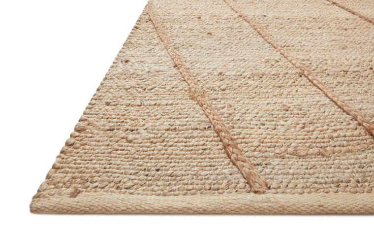 Close up corner detail of BOD-02 Ivory/ Natural large area rug.