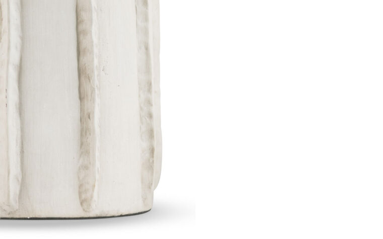 Close up detail of the Valentina ribbed ceramic lamp base by Flow Decor.