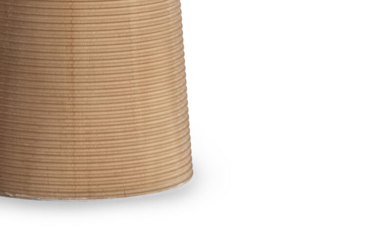 Close up of sanibel wood table lamp base by Flow Decor.