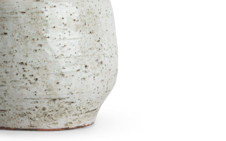 Close up details of the Belvedere rustic ceramic lamp base by Flow Decor.