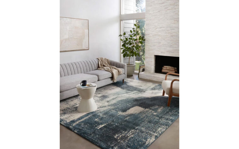 SPI-04 Indigo/Ivory area rug by Loloi Rugs styled in modern living room.