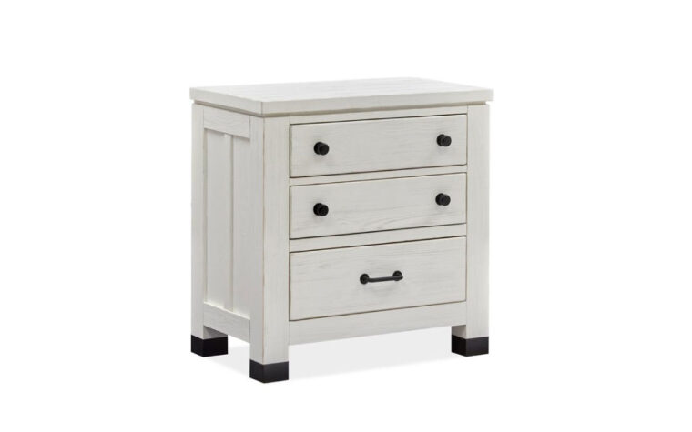Angle view of Harper Springs Farmhouse White Night Stand by Magnussen.