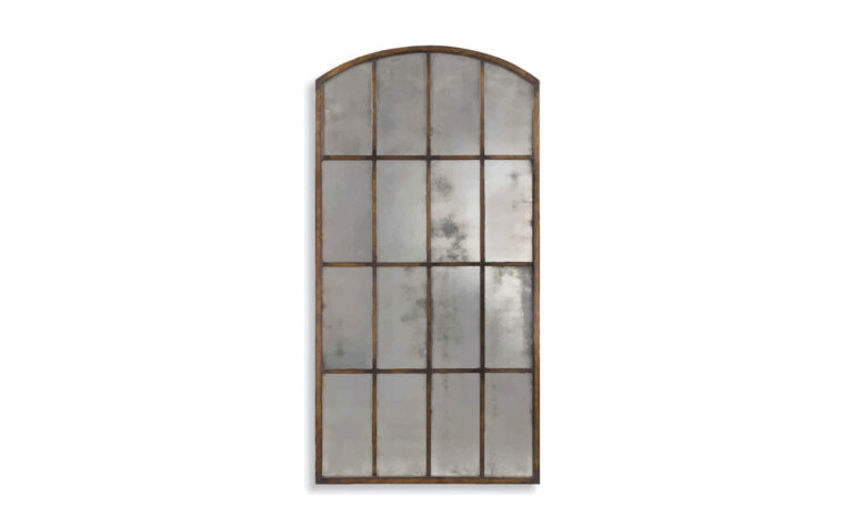 Large Arch Mirror in bronze with paneling by Uttermost.