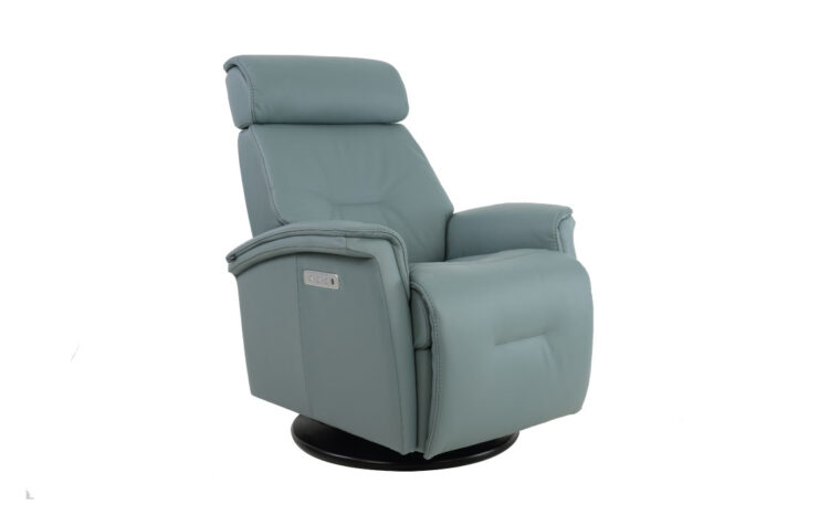 Rome modern recliner armchair from Fjords in SL ice leather.