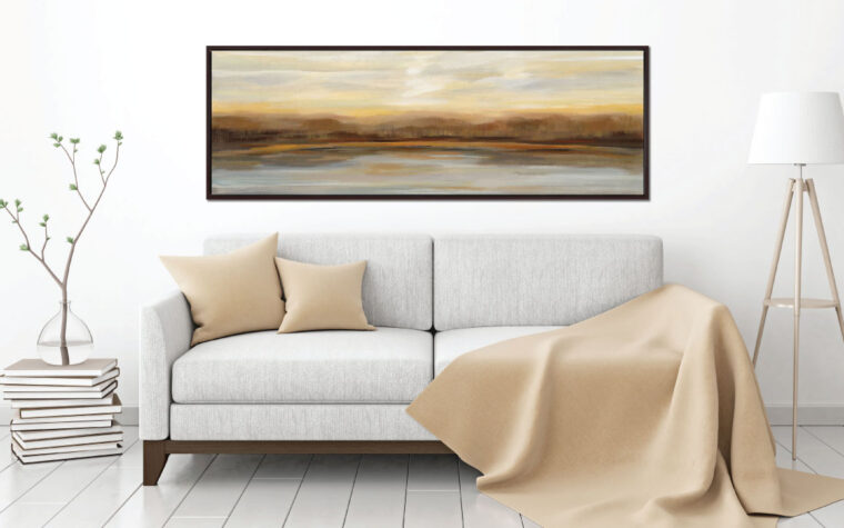 Fall Lake Sunset Wall Art sunset canvas painting on wall