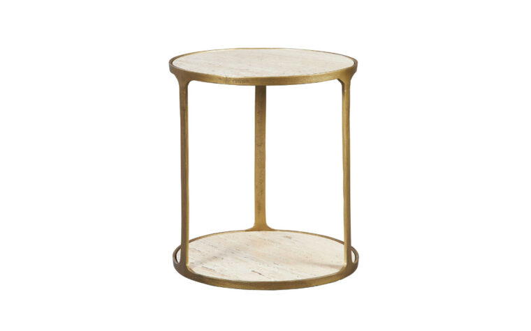 The Clench travertine side table by Uttermost.