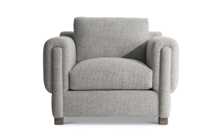 The tori fabric chair in grey by Bernhardt.