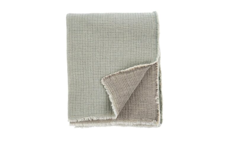 Double sided woven cotton blanket in blue and grey from Indaba.