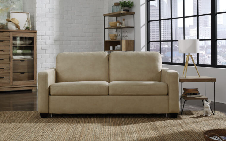 Beige Kiladon sofa bed couch.