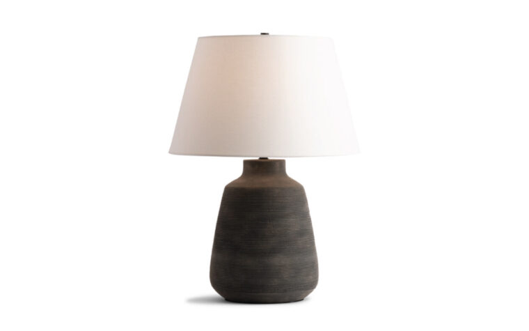 Bruce End Table Lamp from FlowDecor with light on