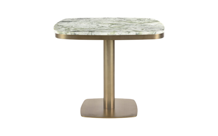 Green marble cafe table with brass base.