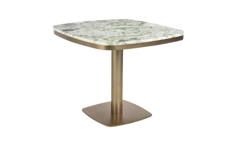 Celeste Green marble cafe table with brass base.