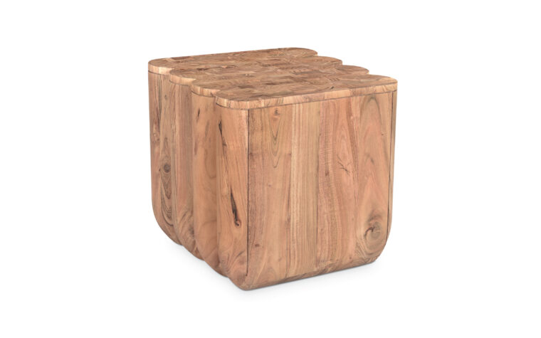 Side angle of the Punyo natural wood accent table
