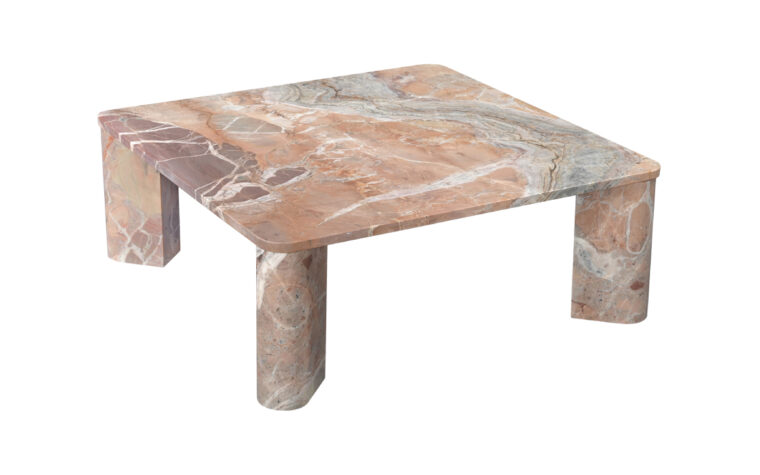 Angle view of the Segment marble coffee table.