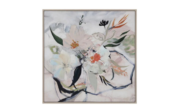 Hand painted minimalist flower canvas art by Renwil