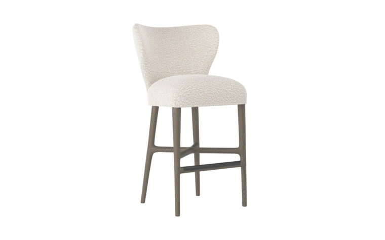 Kemp Modern Bar Stool from Bernhardt in white boucle fabric
