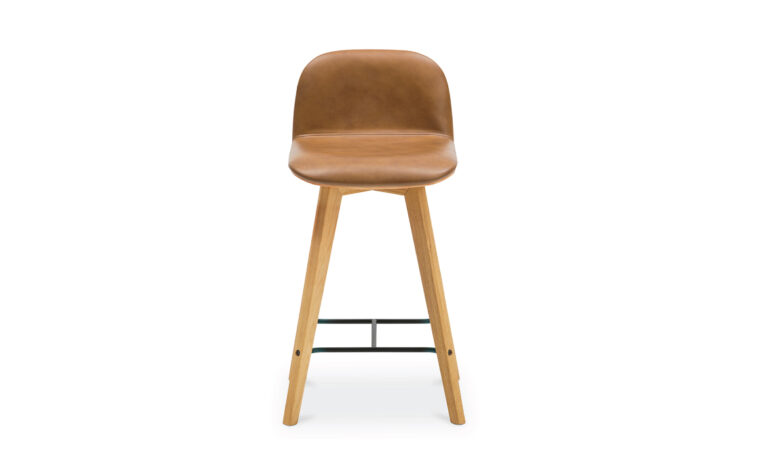 Napoli contemporary counter stool in Tan leather