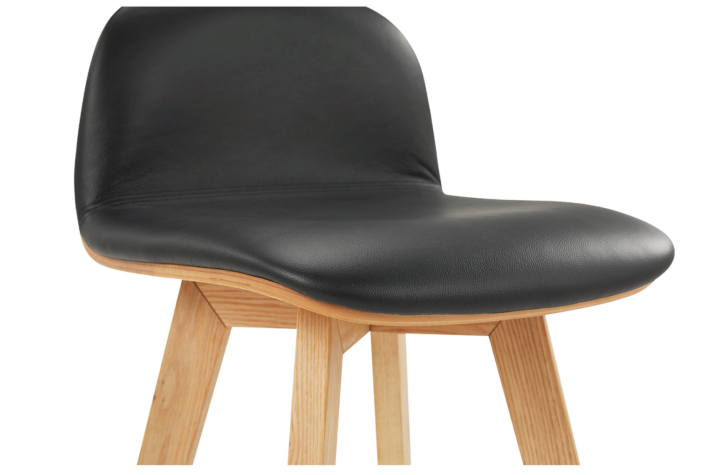 Napoli contemporary counter stool in black leather