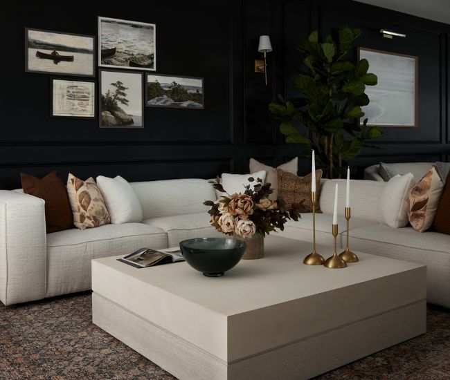 Chervin Furniture & Design showroom with white modern sofa on display