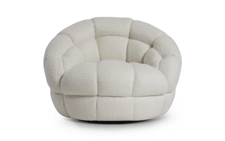 White stitched modern oversized armless accent chair