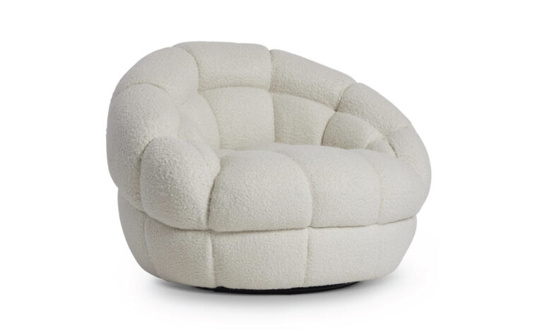 White round fabric oversized accent chair