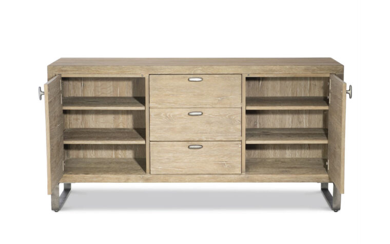Tribeca buffet with open side doors showing inner shelves
