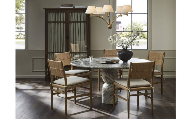 Finley Antique Cabinet by Amber Lewis and Four Hands in mid-century modern dining room