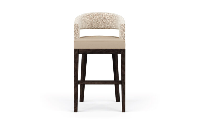 The Zayn curved bar stool with wooden legs by Vogel.