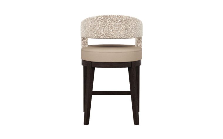Back of the Zayn counter stool with wooden legs.
