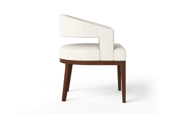 Curved arm and back of the Zayn Chair by Vogel