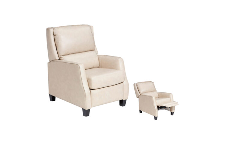 White leather recliner chair made in Canada from Leatehr Craft