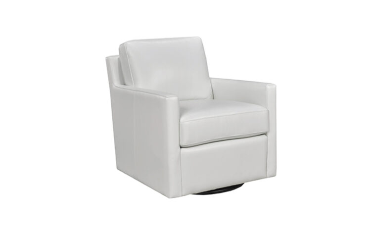 modern Canadian-made white leather swivel chair from LeatherCraft.