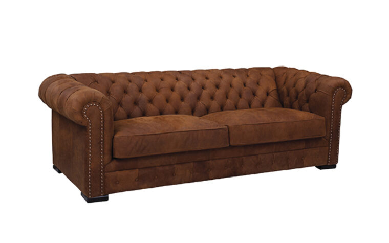 Louisiana Leather Tufted Sofa from LeatherCraft