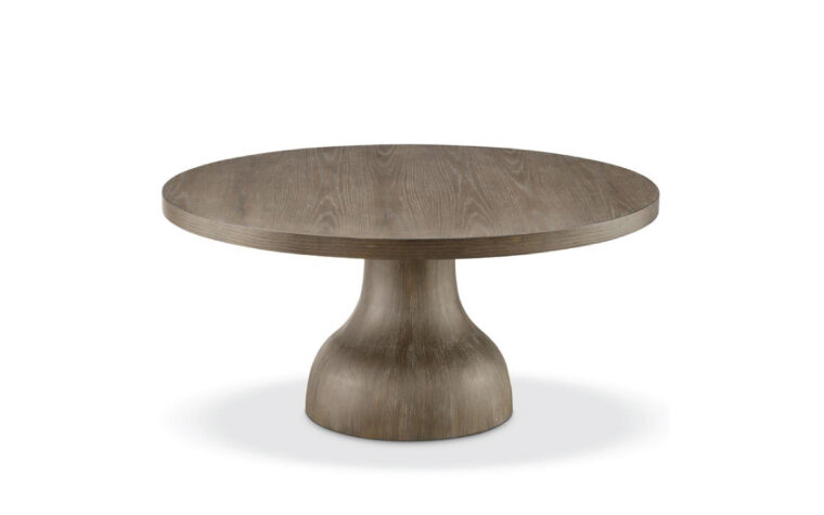 Round accent table with oak veneer and hardwood solids