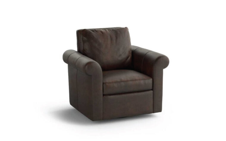 Dark brown August Leather Swivel Glider Chair