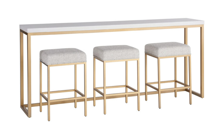Console Table and Stools with gold metal base from Miranda Kerr Homes and Universal Furniture