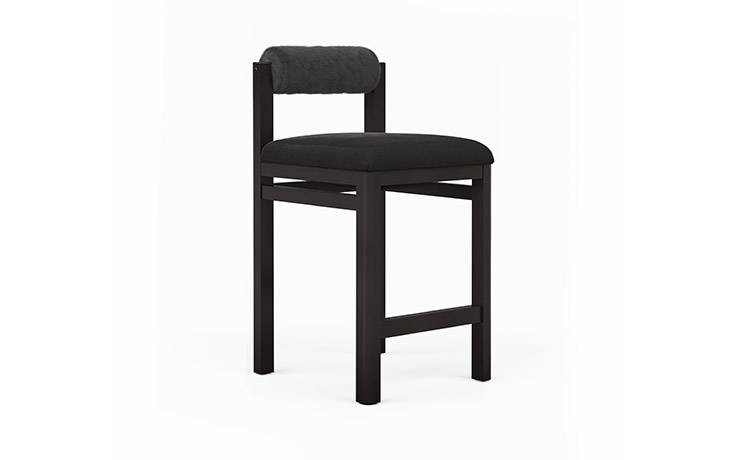 Contemporary bar stool with upholstered bolster cushion back