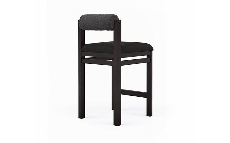 Contemporary bar stool design with upholstered bolster cushion from Vogel