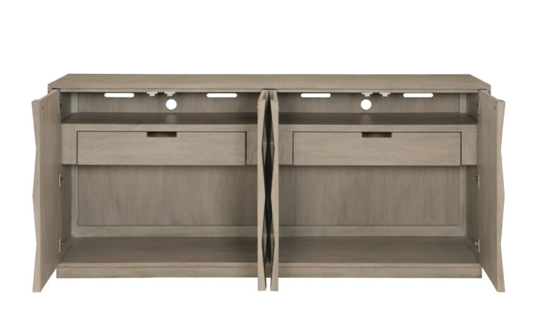 Inside storage of contemporary sideboard buffet