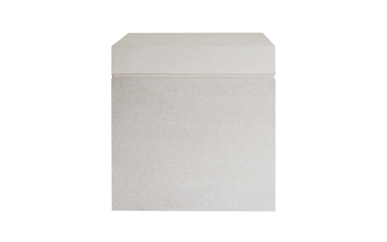 Ellison faux stone Square Side Table with textured wood base