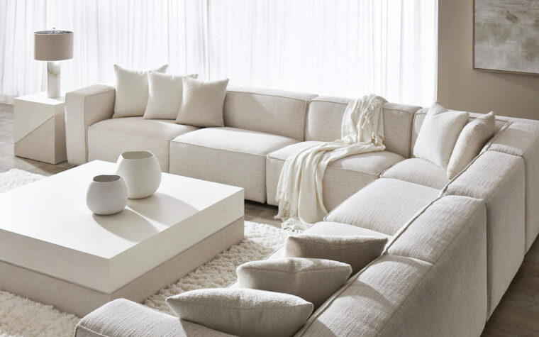 Ellison Square Side Table and coffee tab;e in contemporary living room