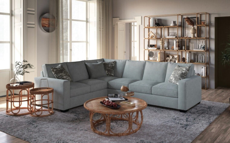 Modern sectional sofa from Brentwood Classics in modern living room