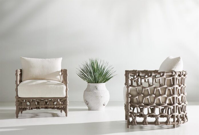 the nodi accent chairs by bernhardt in a grey room