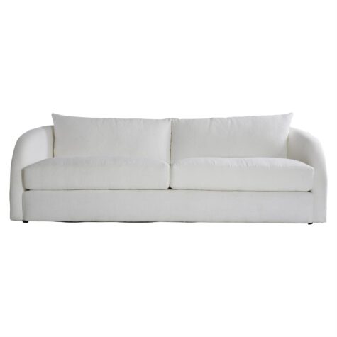 front view of the palmero outdoor sofa in a white fabric by bernhardt