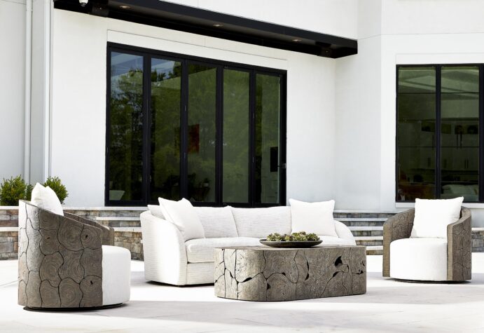 palermo outdoor sofa by bernhardt in a high end home backyard