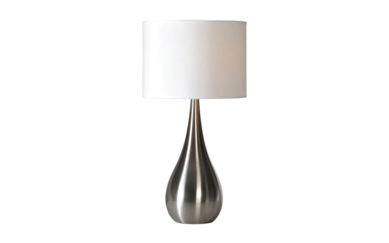Table lamp with polished nickel base from Renwill