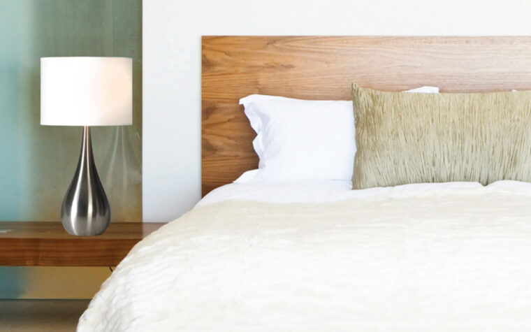 Table lamp with polished nickel base from Renwill ono bedside table