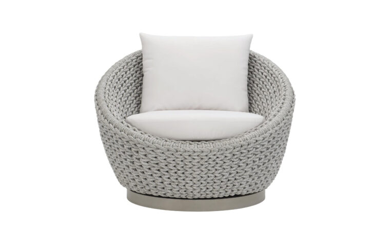 savaii outdoor swivel chair in a grey rope weave