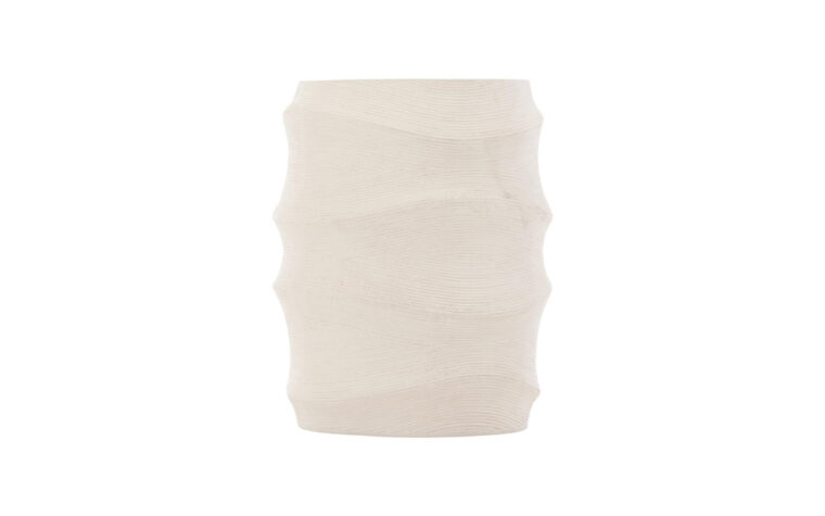 kai round outdoor accent table in a white finish