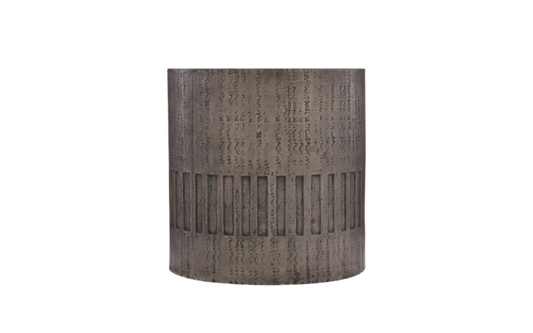 miramar round outdoor accent table in a grey finish